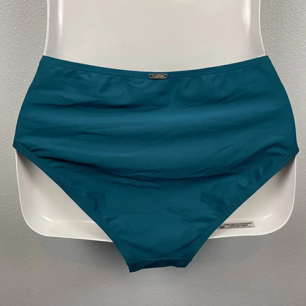 NWT DKNY High Waisted Teal Blue Bikini Bottoms Size M